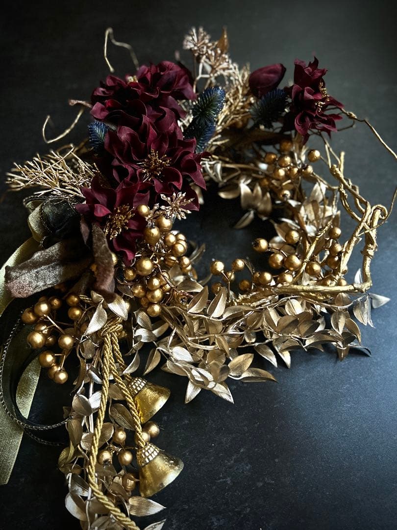 クリスマスリース・ゴールドリース・クリスマスリースゴールド・個性的リース