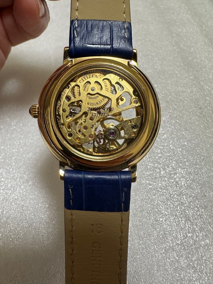 CITIZEN スケルトン 自動巻き腕時計 ゴールド/ネイビー