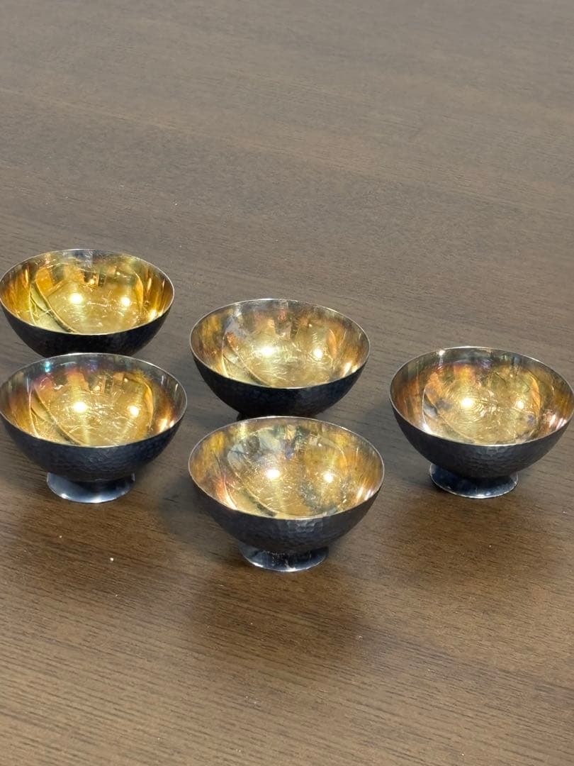 純銀　徳力　silver 酒器　盃　五客組