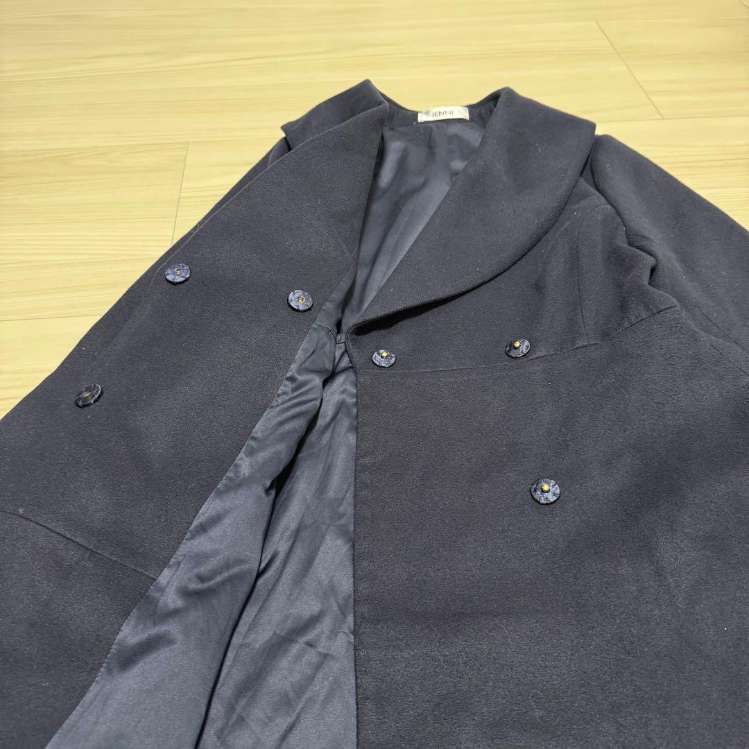 【極美品✨】JENNE ジェンヌ エレガントカラー フレアコート L ブラック