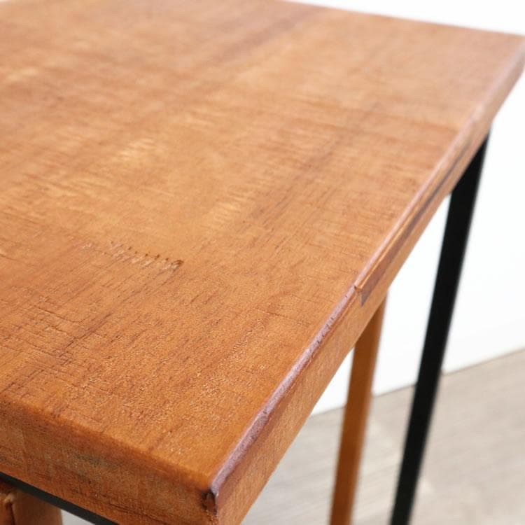 アイアン×木製 コの字型サイドテーブル