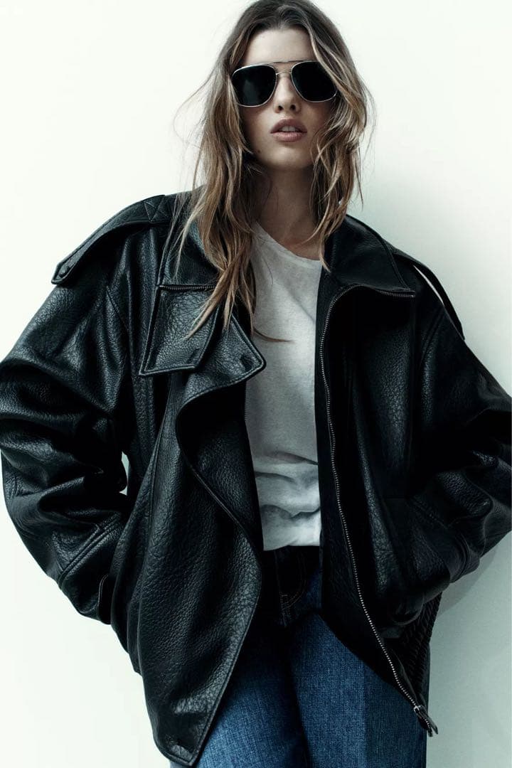 ZARA ザラ　フェイクレザージャケット　ブラック　Lサイズ