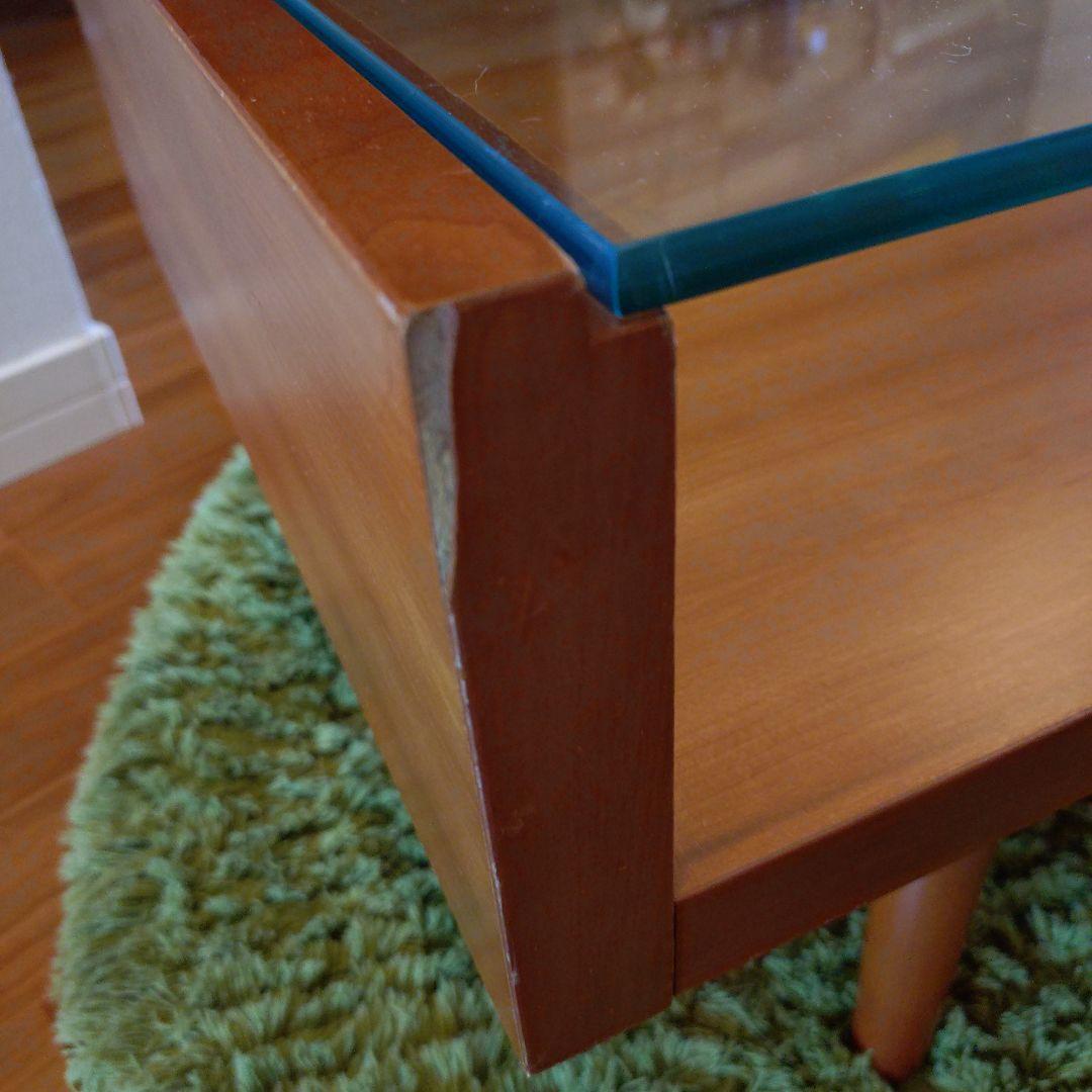 ウニコ　木製　ガラスローテーブル