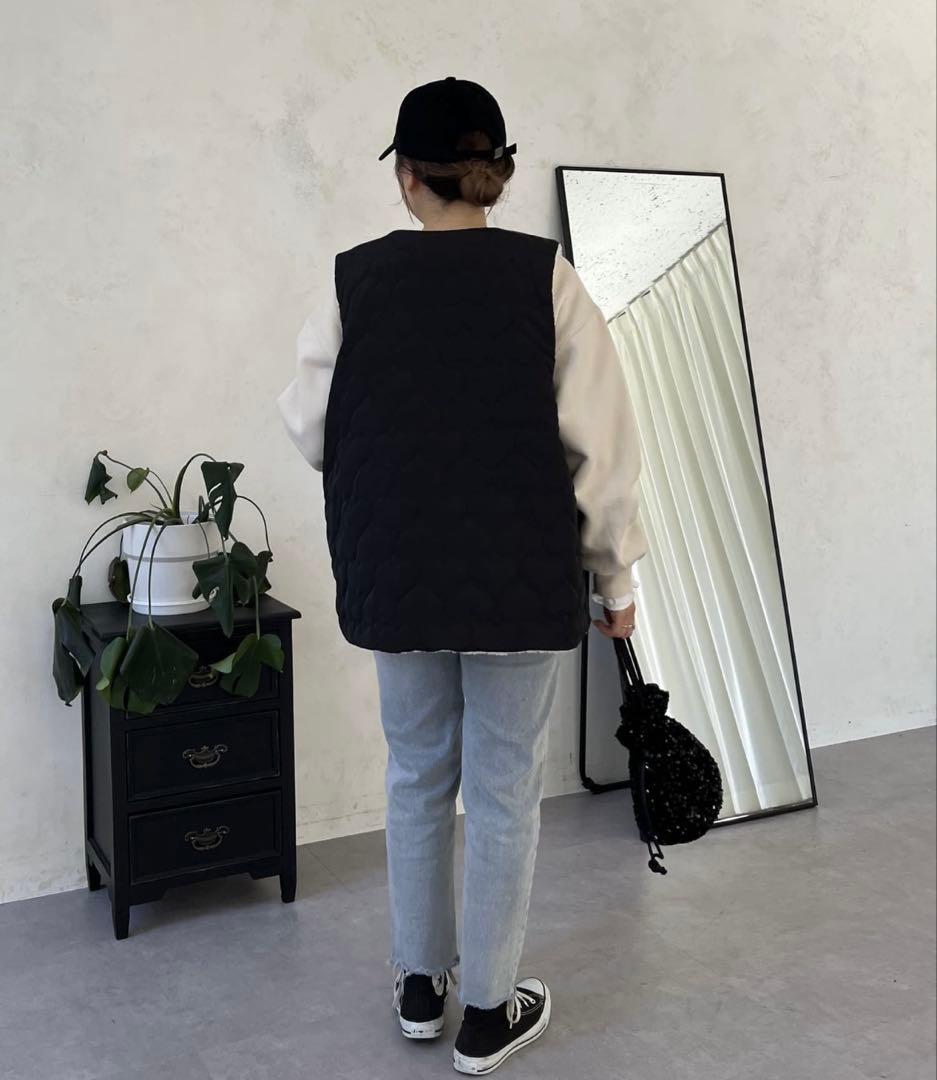 【MOMO COLLECTION】ボア×ハートキルティングリバーシブルベスト L