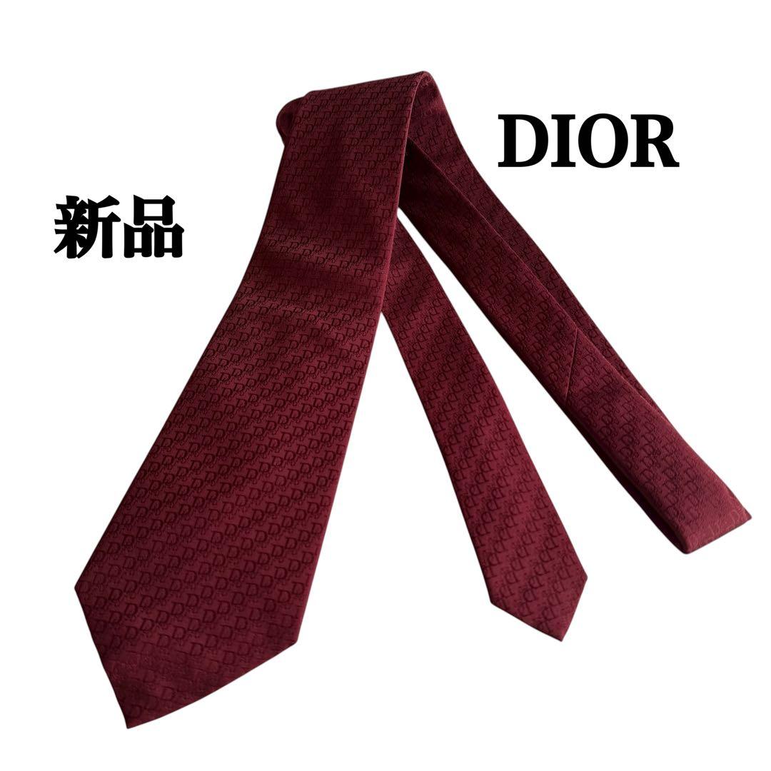 新品 未使用　Dior ディオール　バーガンディ ブランドDロゴネクタイ