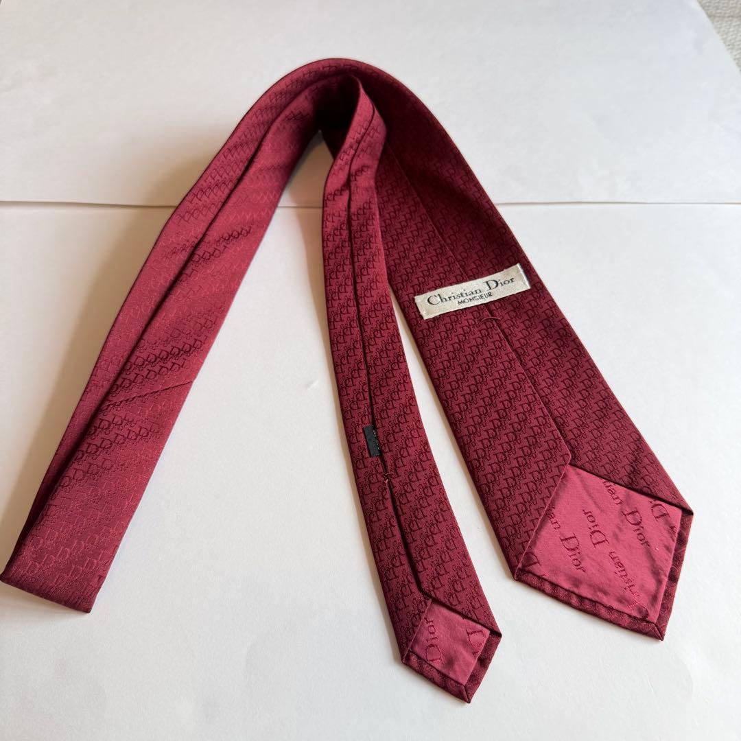 新品 未使用　Dior ディオール　バーガンディ ブランドDロゴネクタイ