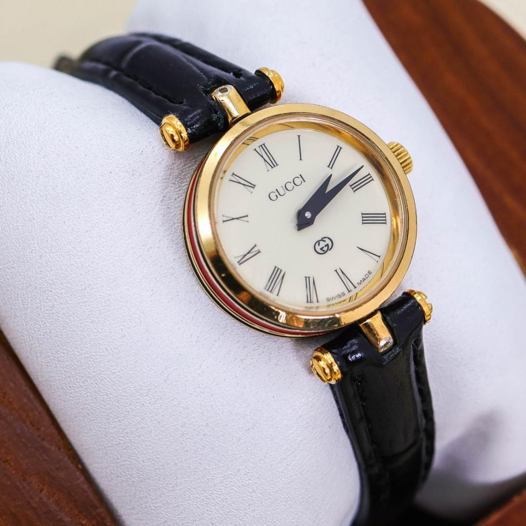 稼働 GUCCI 腕時計 サイドシェリー 新品電池 アンティーク 2256
