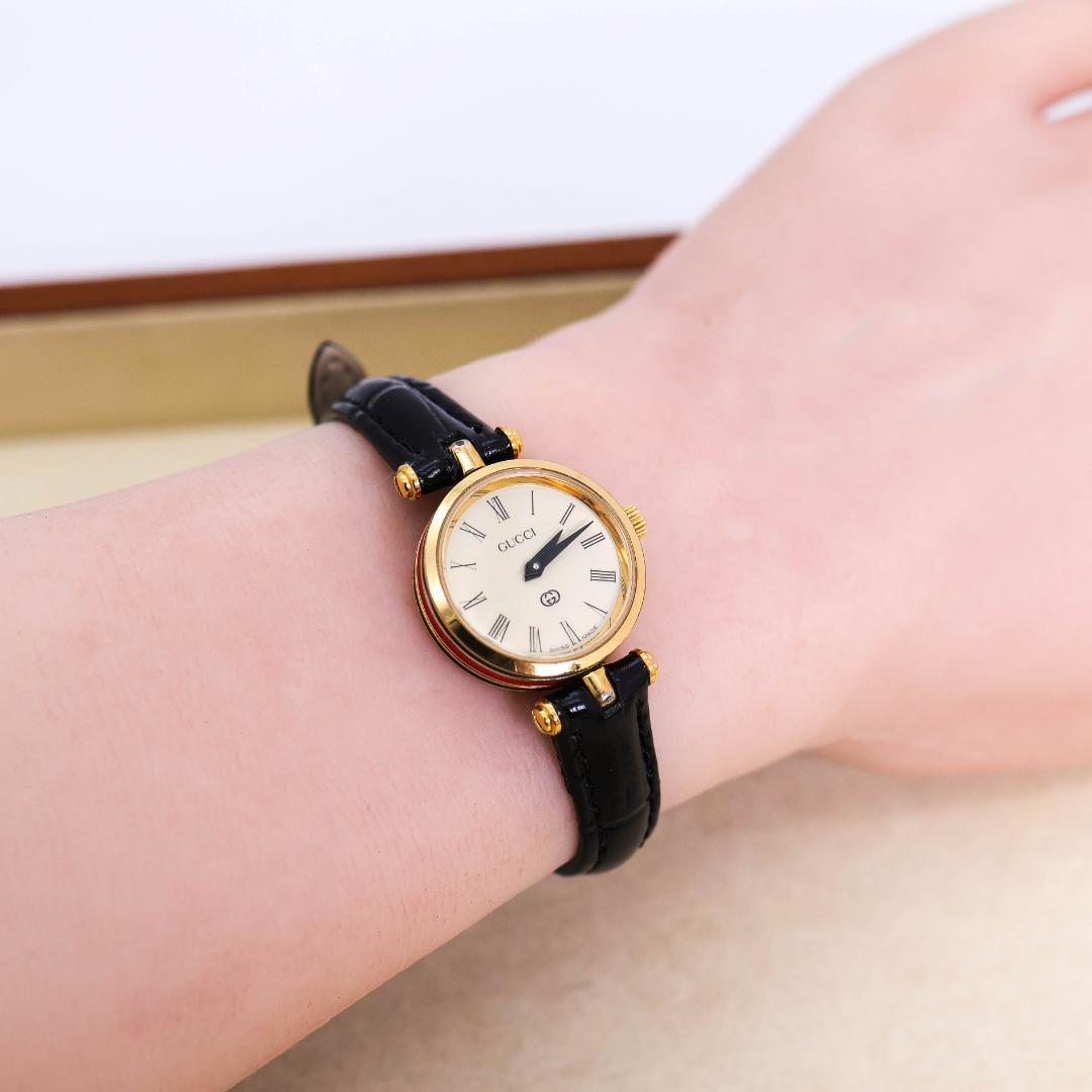 稼働 GUCCI 腕時計 サイドシェリー 新品電池 アンティーク 2256