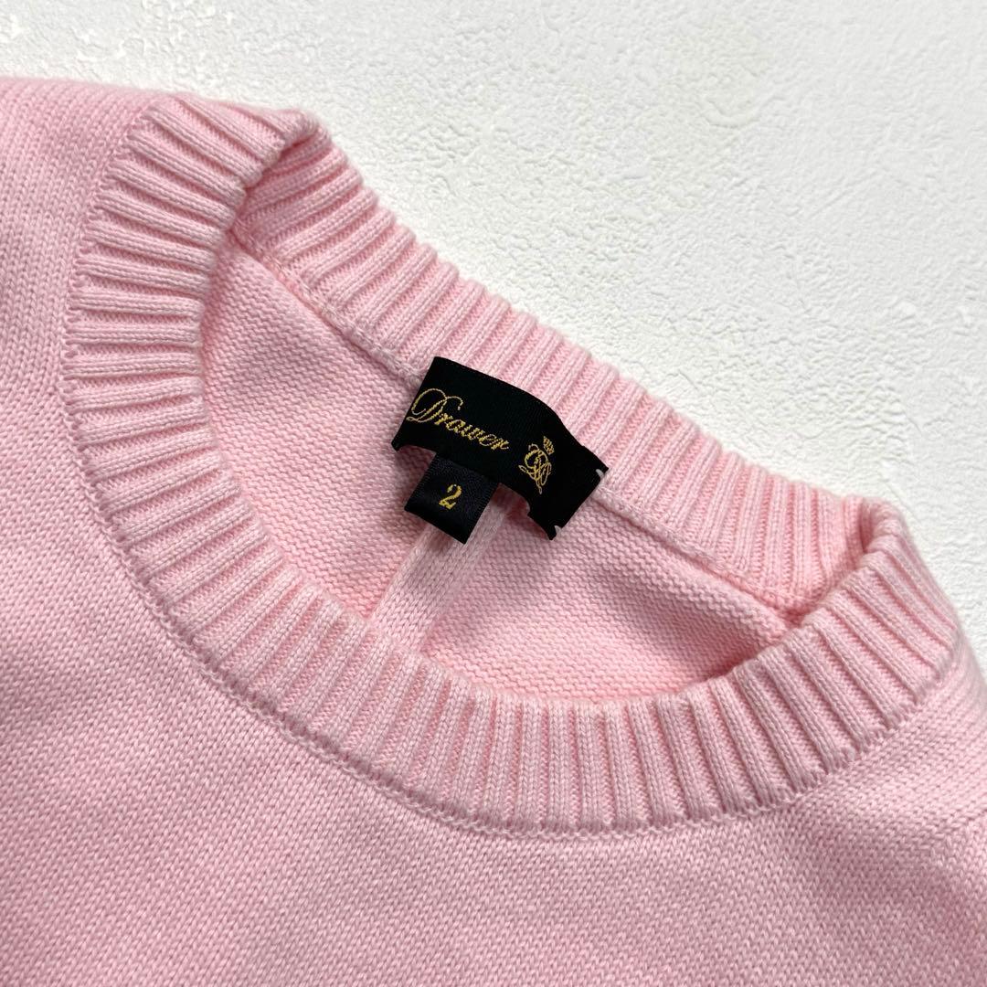 綺麗なカラー Drawer コットン カシミヤ ニット 長袖 ピンク サイズ２