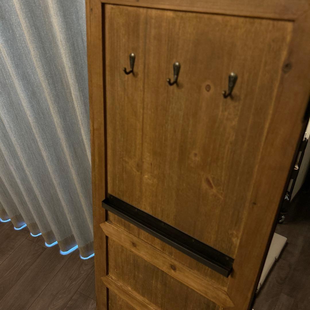 木製スタンドミラー 収納付き