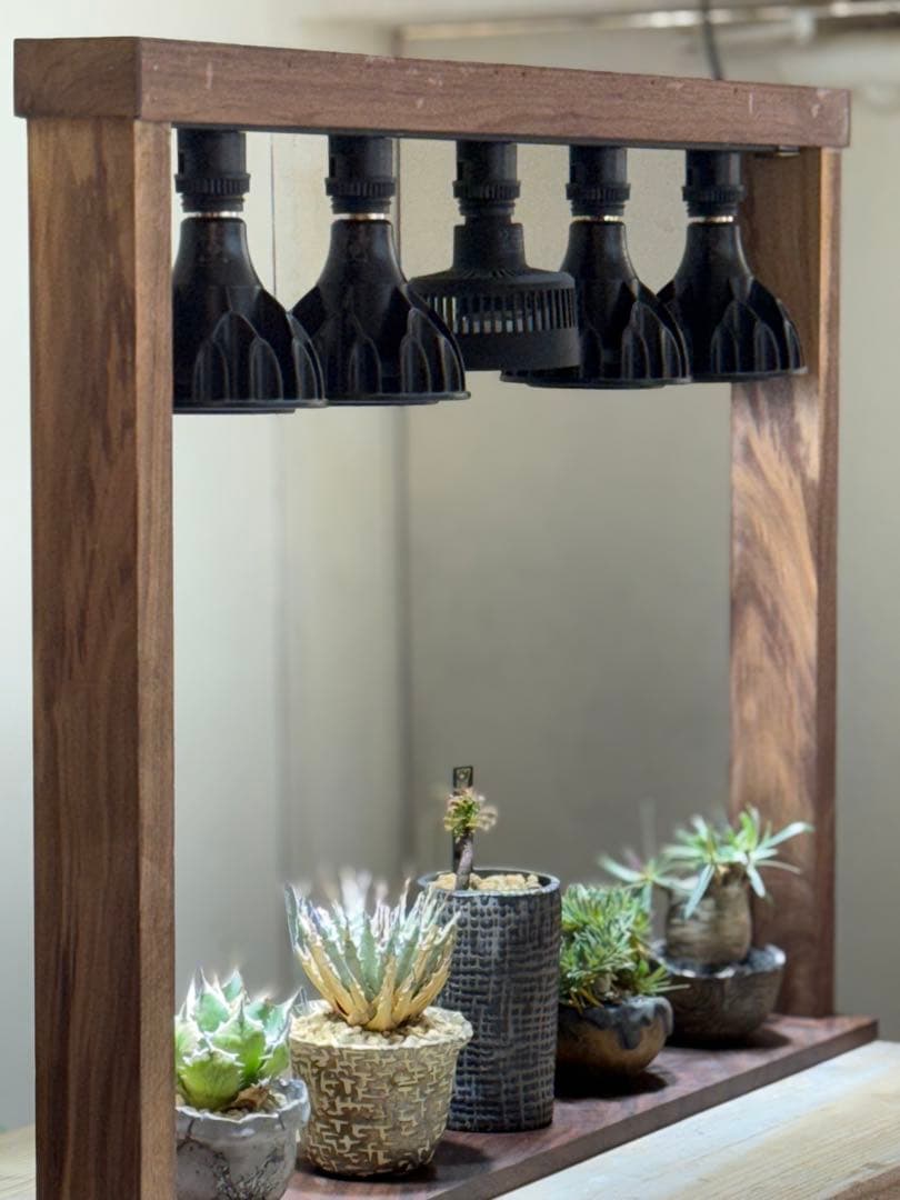 週末SALE。ウォルナット　植物用LEDライトスタンド