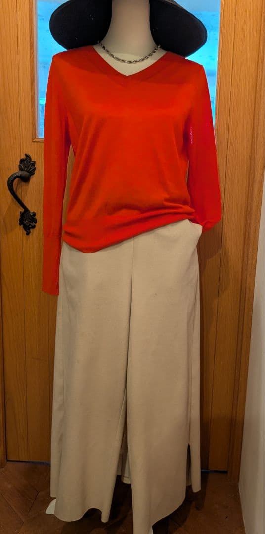 Ｌサイズ島田順子 49AV.junko shimadaのニット(オレンジ)未使用