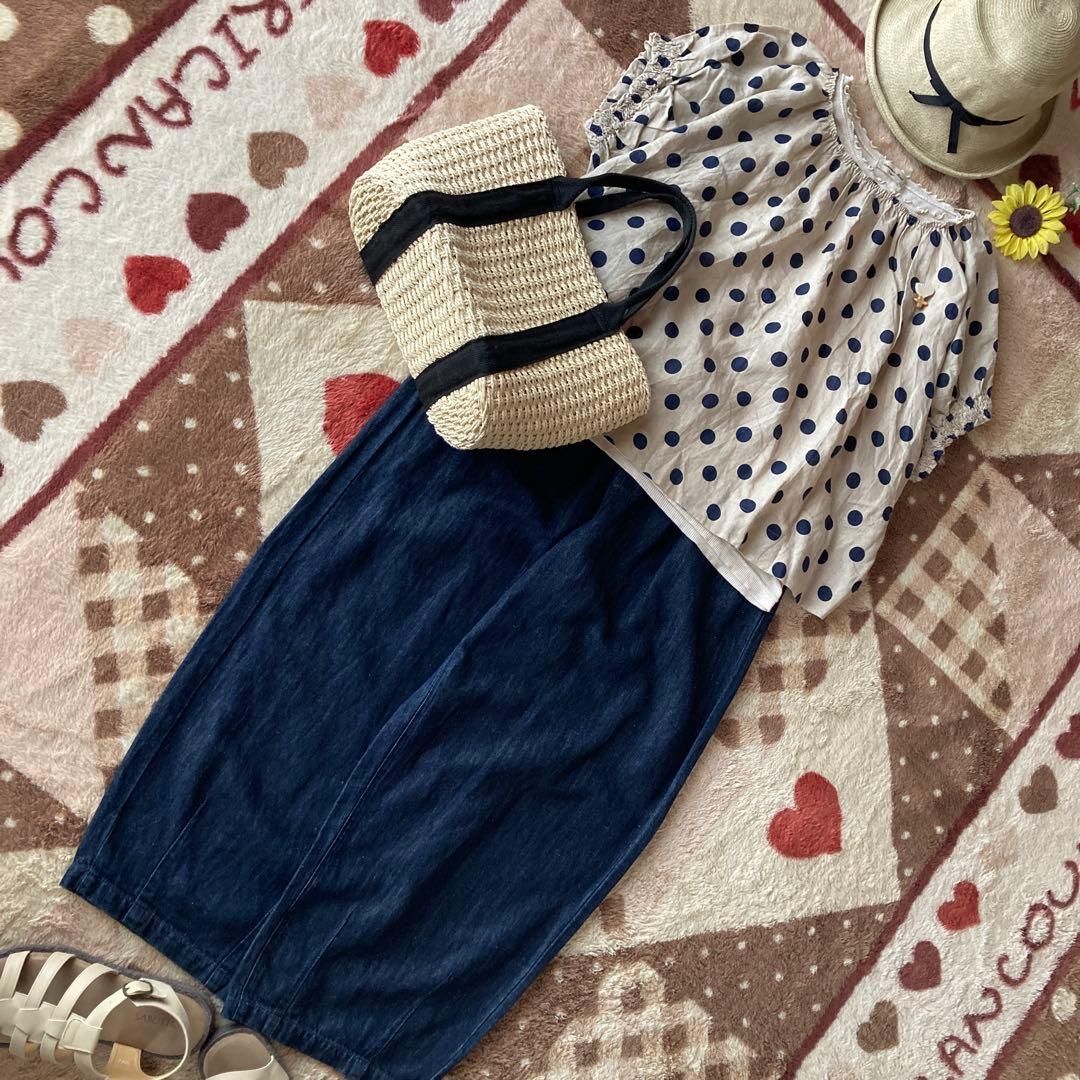 そら。さま専用♡【未使用】dahl'ia袖口シャーリング麻ドットプルオーバ日本製