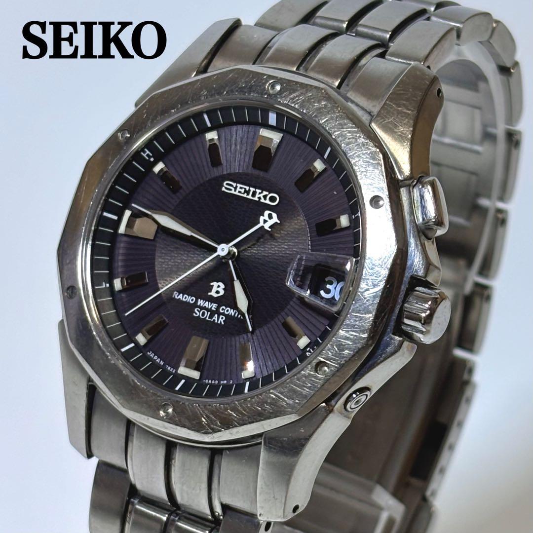 稼働 SEIKO ブライツ メンズ腕時計 電波ソーラー 7B22 デイト.