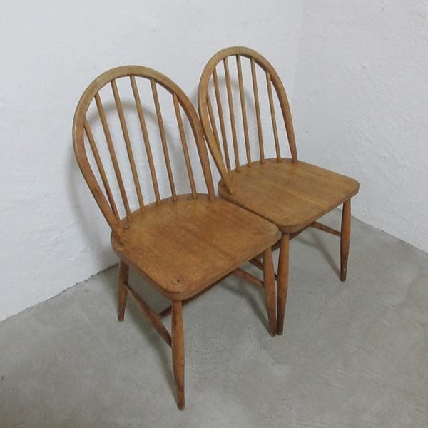 イギリス ビンテージ 家具 Ercol フープバック 2脚セット 英国4750e