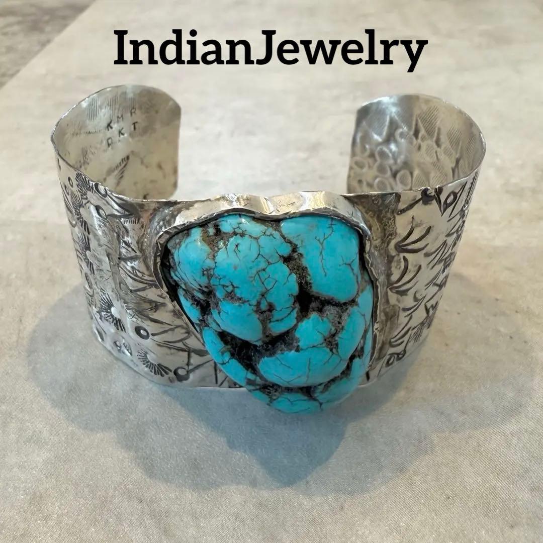 IndianJewelry ターコイズシルバーバングル fine silver
