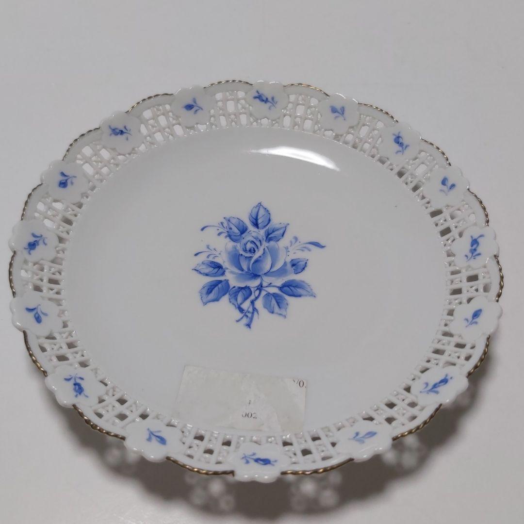 マイセンスタイル 新品 プレート ハンドメイド 手描き カットワーク 激レア