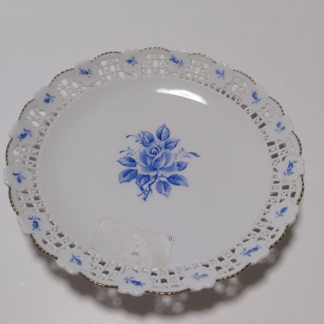 マイセンスタイル 新品 プレート ハンドメイド 手描き カットワーク 激レア