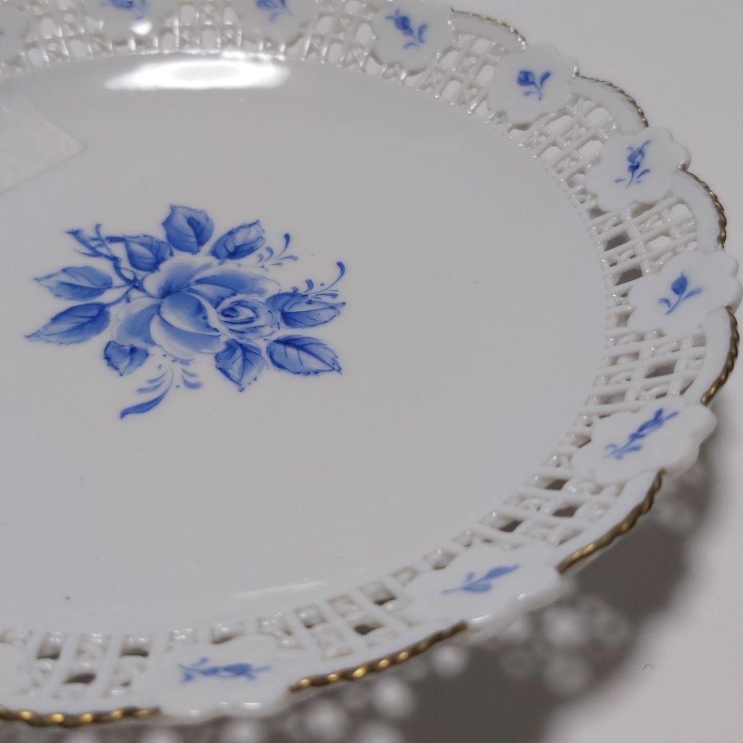 マイセンスタイル 新品 プレート ハンドメイド 手描き カットワーク 激レア