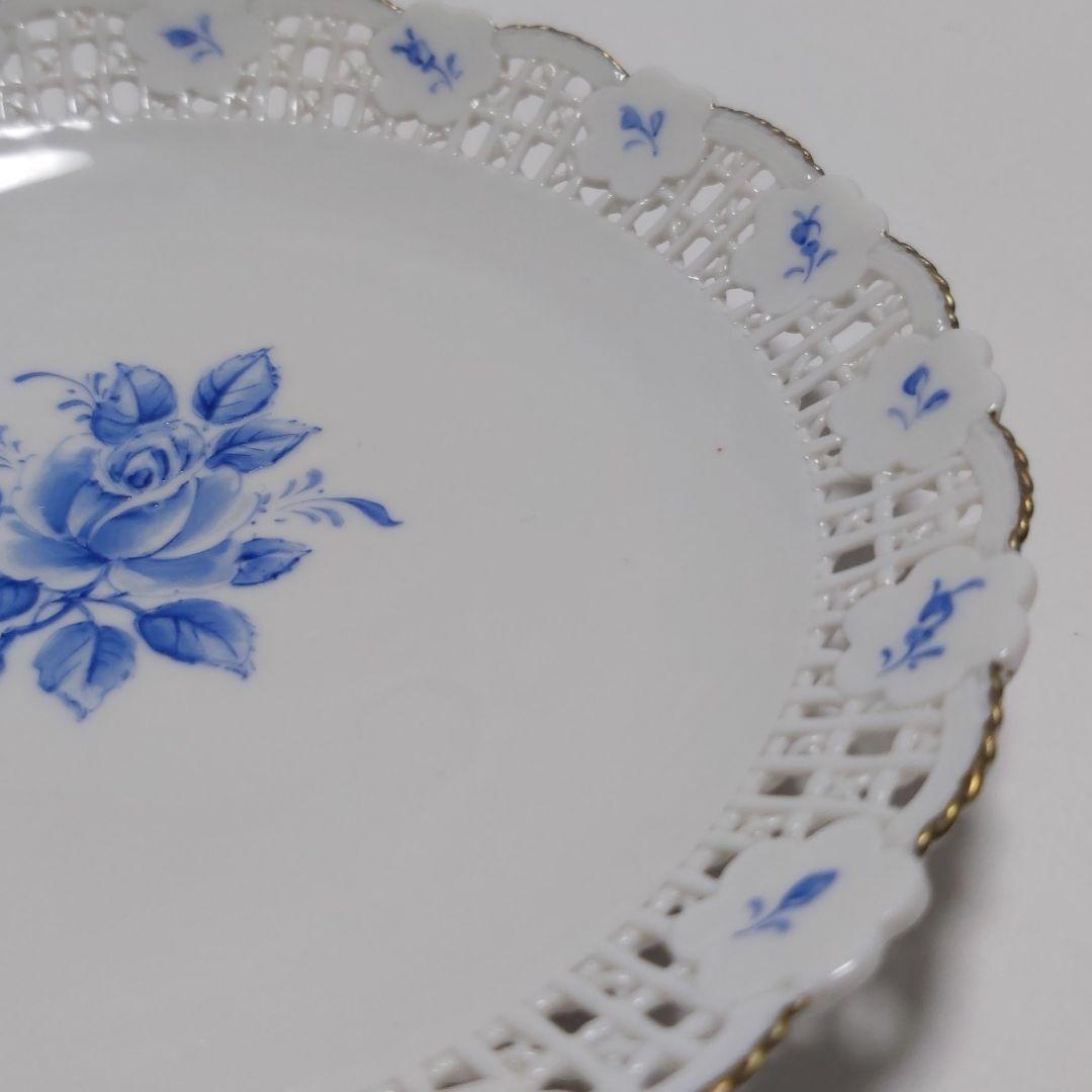 マイセンスタイル 新品 プレート ハンドメイド 手描き カットワーク 激レア