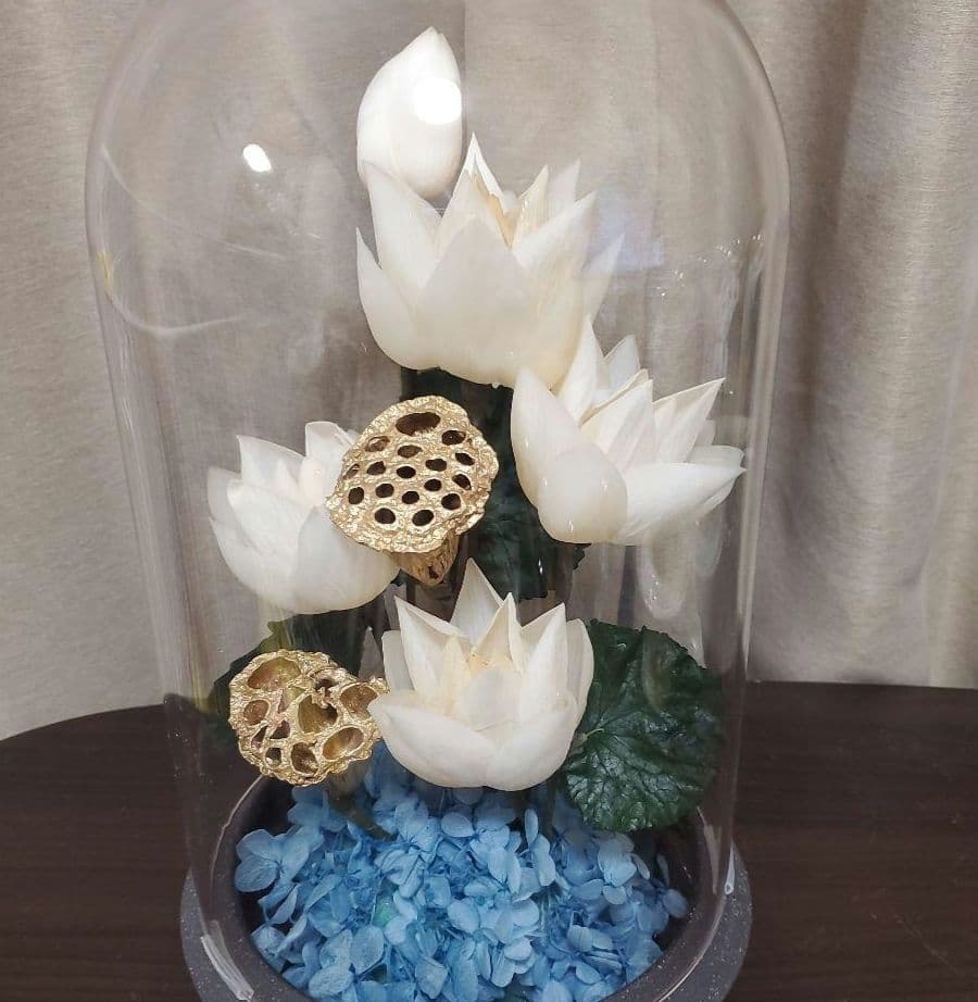 仏花　お供え花　オーダー受付ハンドメイド　造花無し　プリザーブドフラワー　蓮の花