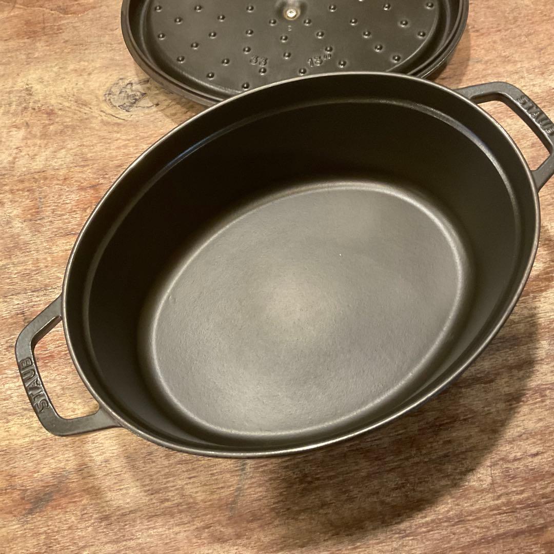 大容量！33cm！美品 ストウブ ピコ・ココット オーバル ブラック 黒