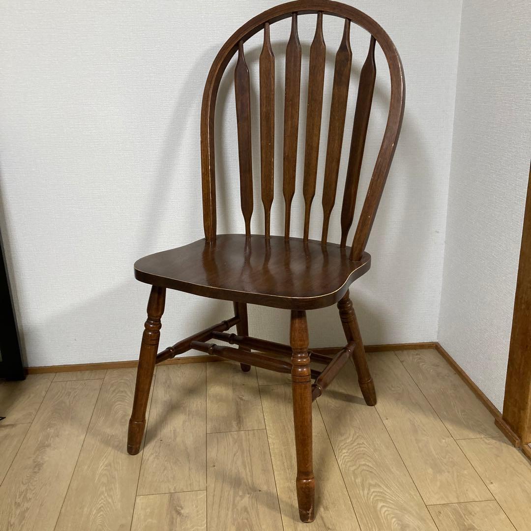 アンティーク木製スラットバック椅子 ブラウン