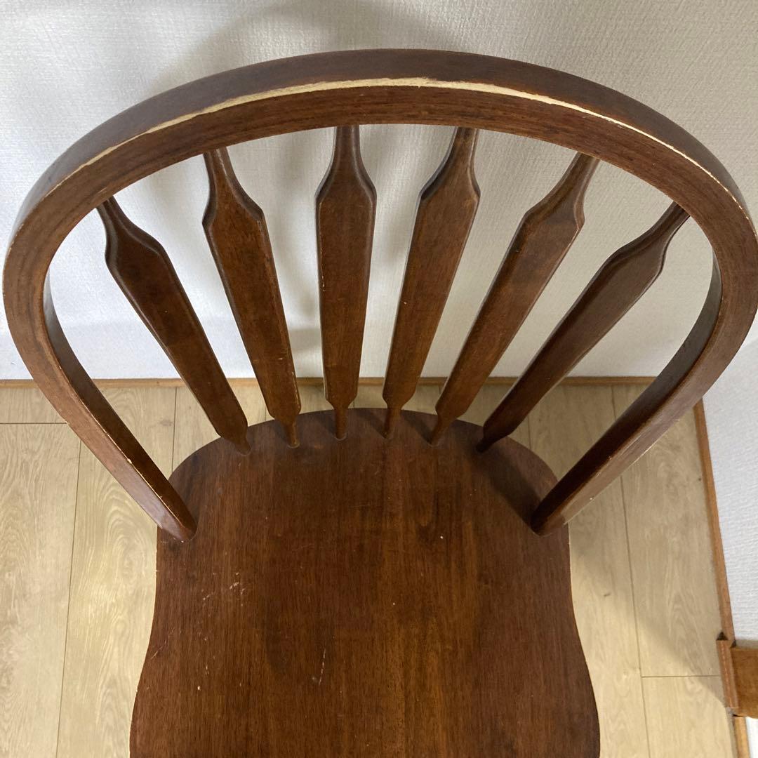 アンティーク木製スラットバック椅子 ブラウン