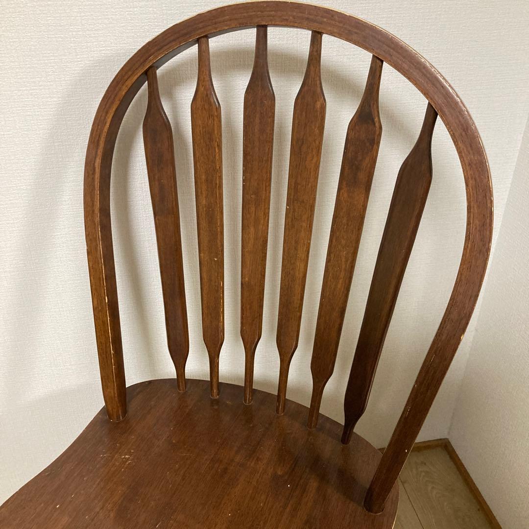 アンティーク木製スラットバック椅子 ブラウン