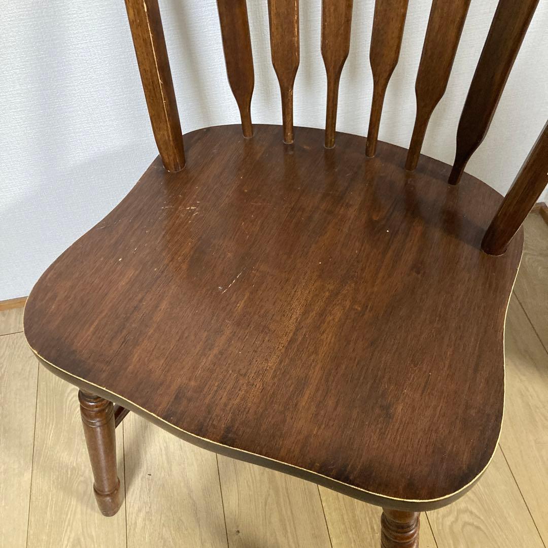 アンティーク木製スラットバック椅子 ブラウン