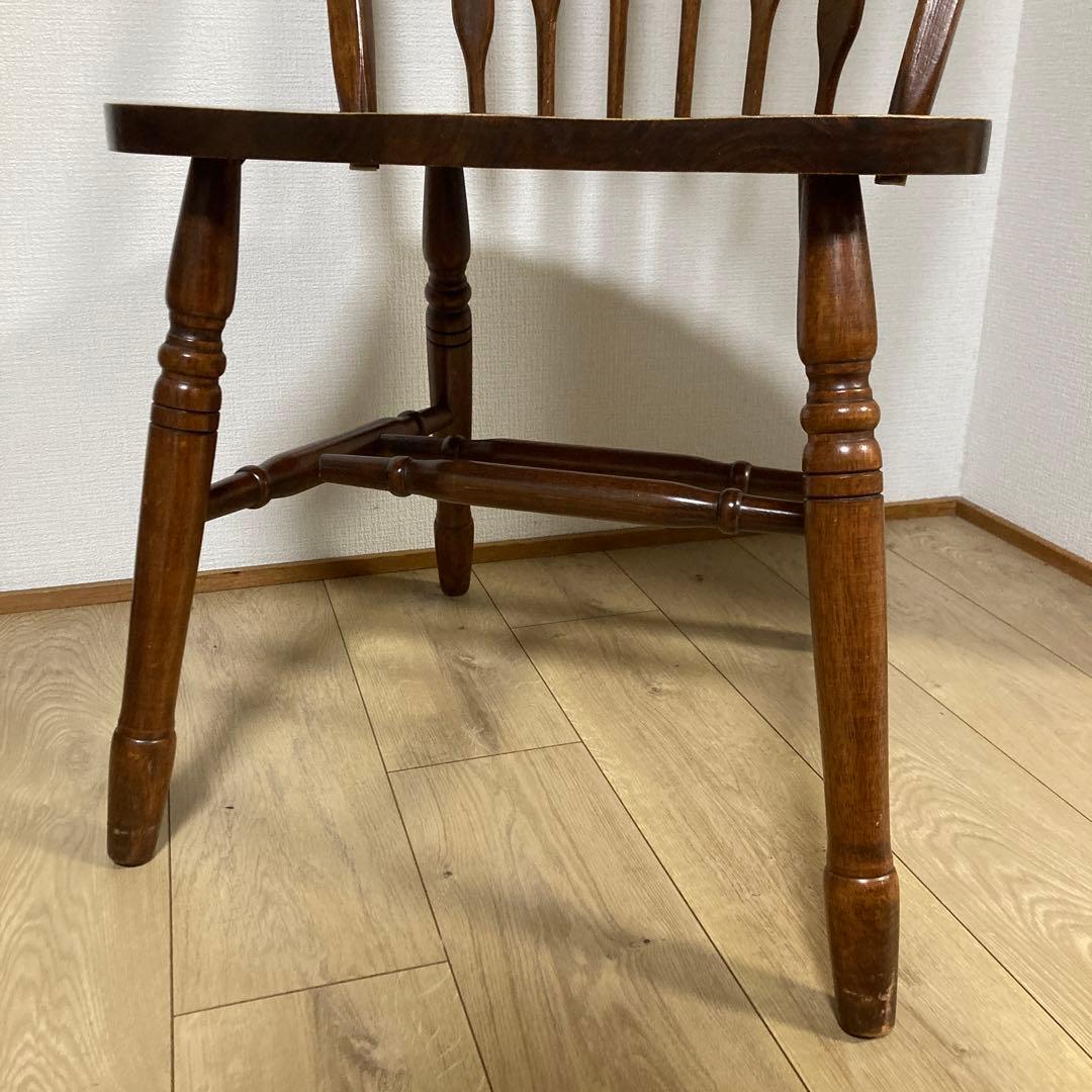 アンティーク木製スラットバック椅子 ブラウン