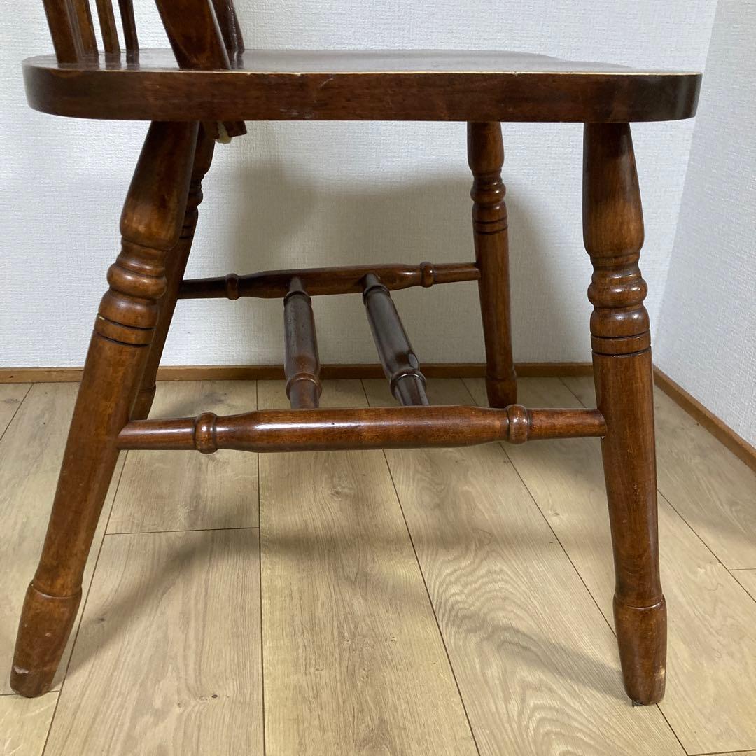 アンティーク木製スラットバック椅子 ブラウン