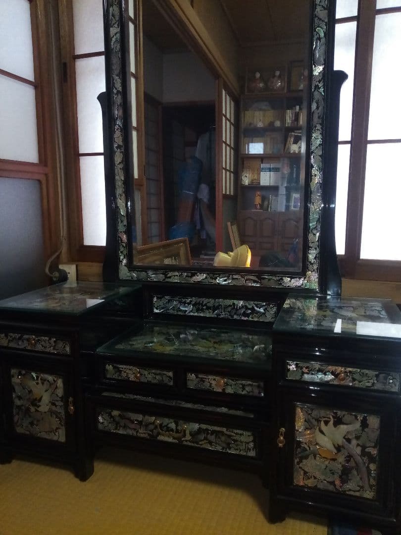 激レア!!昭和レトロ 希少韓国 螺鈿細工 鏡台 美品