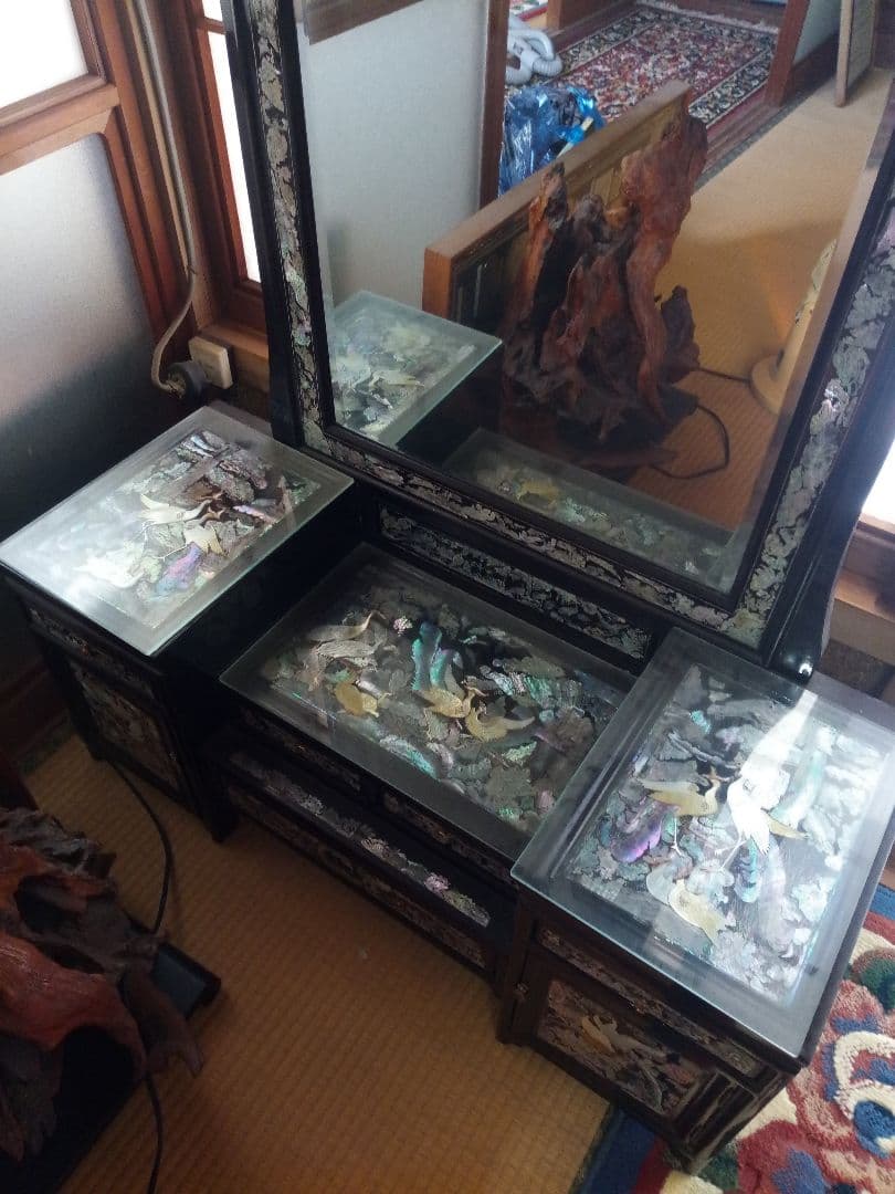 激レア!!昭和レトロ 希少韓国 螺鈿細工 鏡台 美品