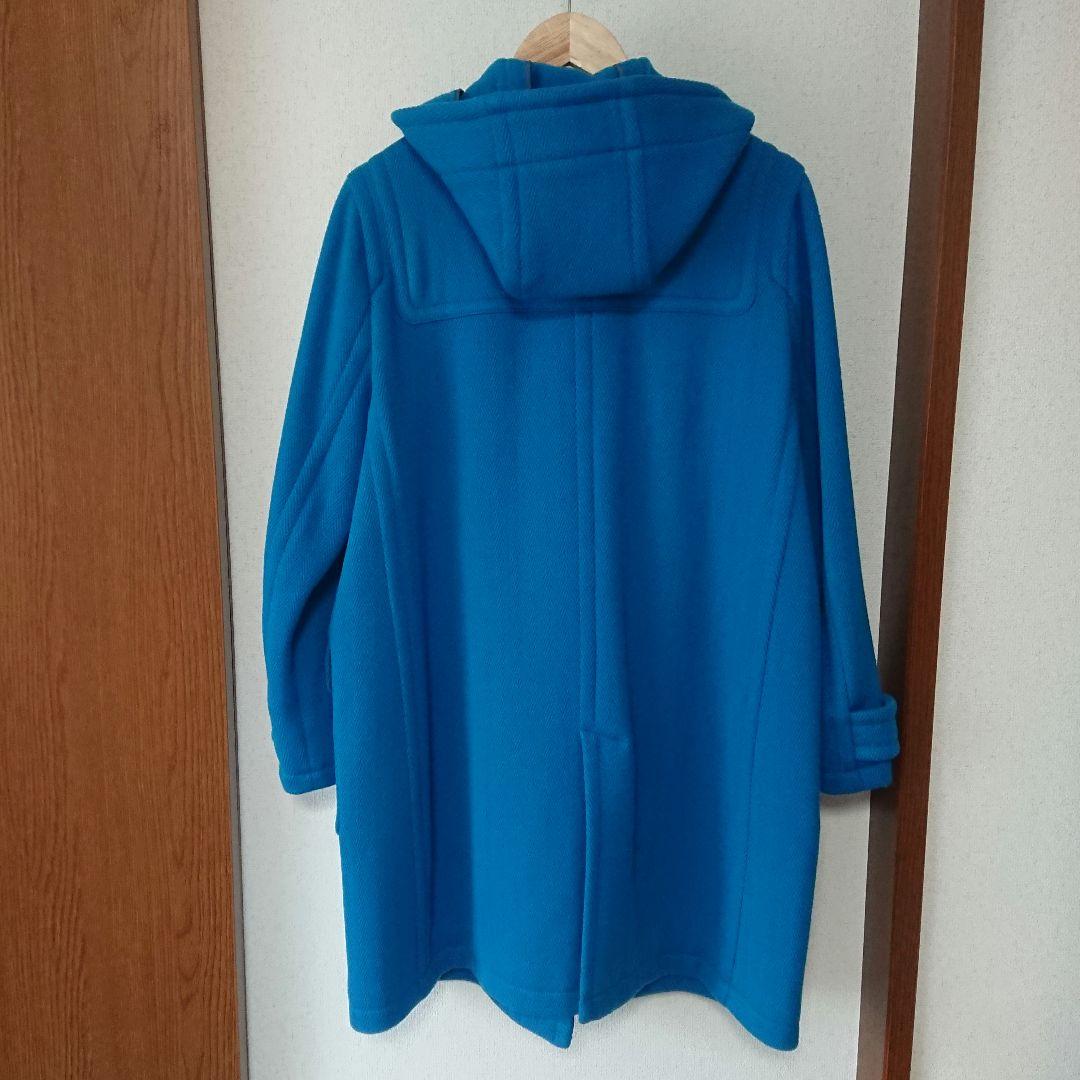 日本製　INED　ヘリンボーンダッフルコート　ブルー　青　15号XL　レディース