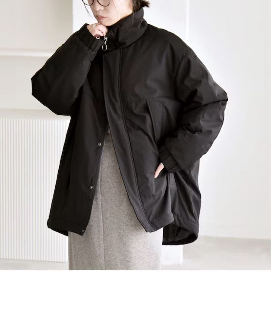 quaranciel 中綿 スタンドカラー ダブル ジップ モンスター コート