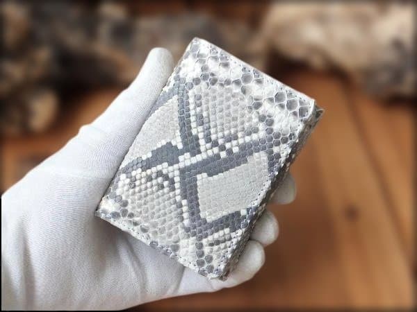 ケイ★ダイヤモンドパイソン革 多機能コンパクト三つ折財布8031Nat2点