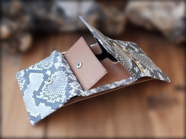 ケイ★ダイヤモンドパイソン革 多機能コンパクト三つ折財布8031Nat2点
