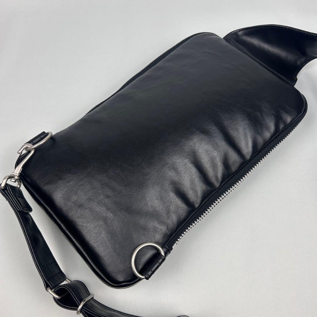 【未使用品】ポーター PORTER ボディバッグ レザー フリースタイル 黒