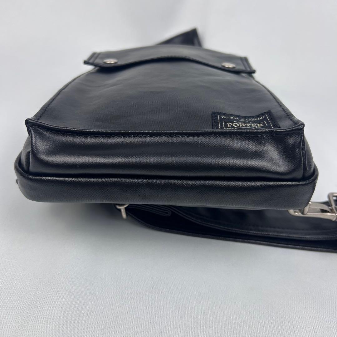 【未使用品】ポーター PORTER ボディバッグ レザー フリースタイル 黒