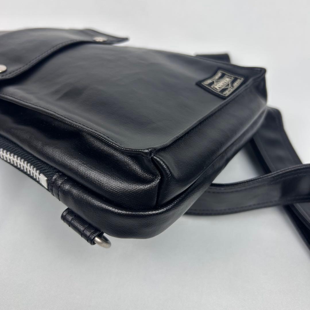【未使用品】ポーター PORTER ボディバッグ レザー フリースタイル 黒