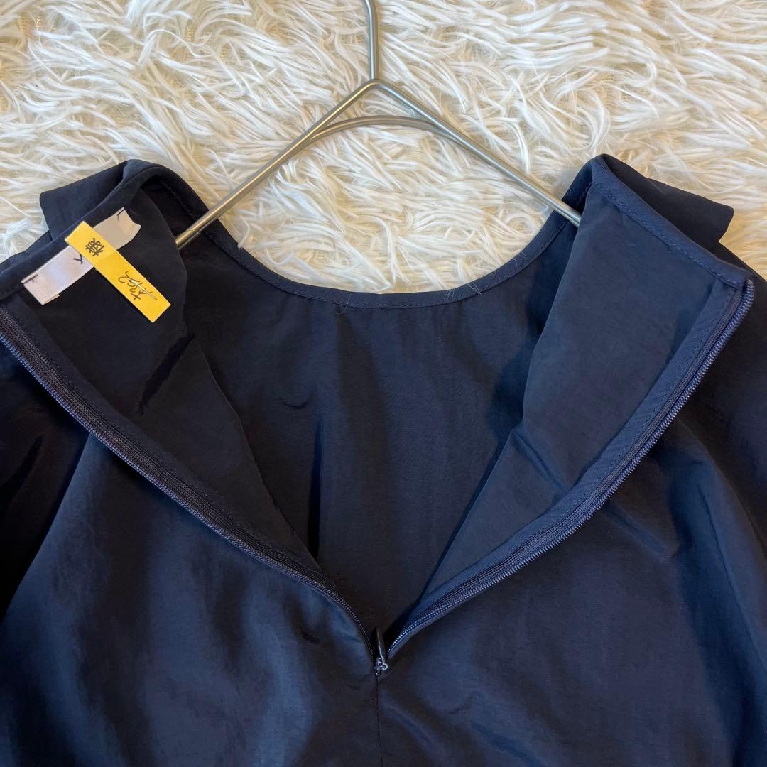 yori ヨリ フラットカラーティアードブラウス F ネイビー 長袖