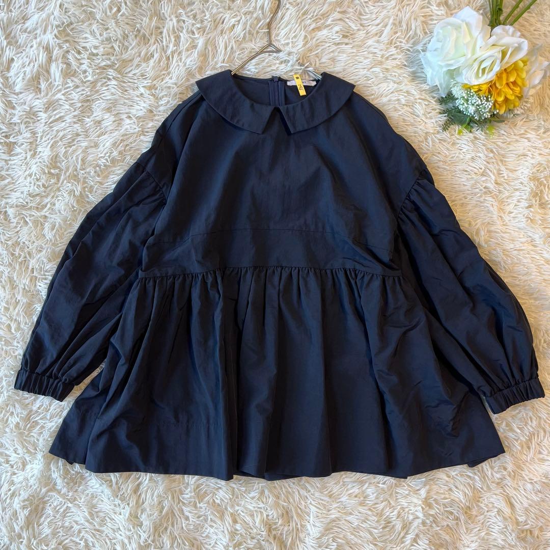 yori ヨリ フラットカラーティアードブラウス F ネイビー 長袖