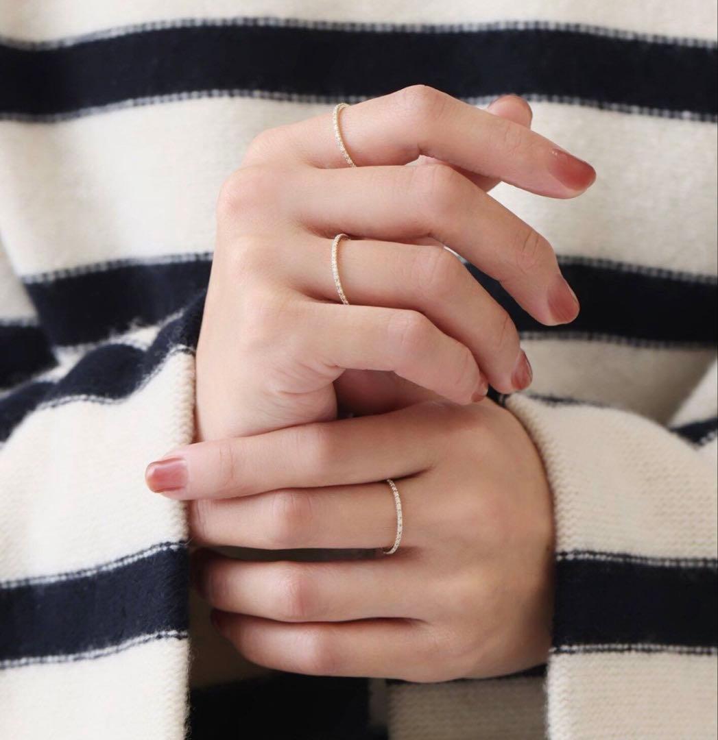 (美品)Lilas 10k ダイヤフルエタニティリング　15号