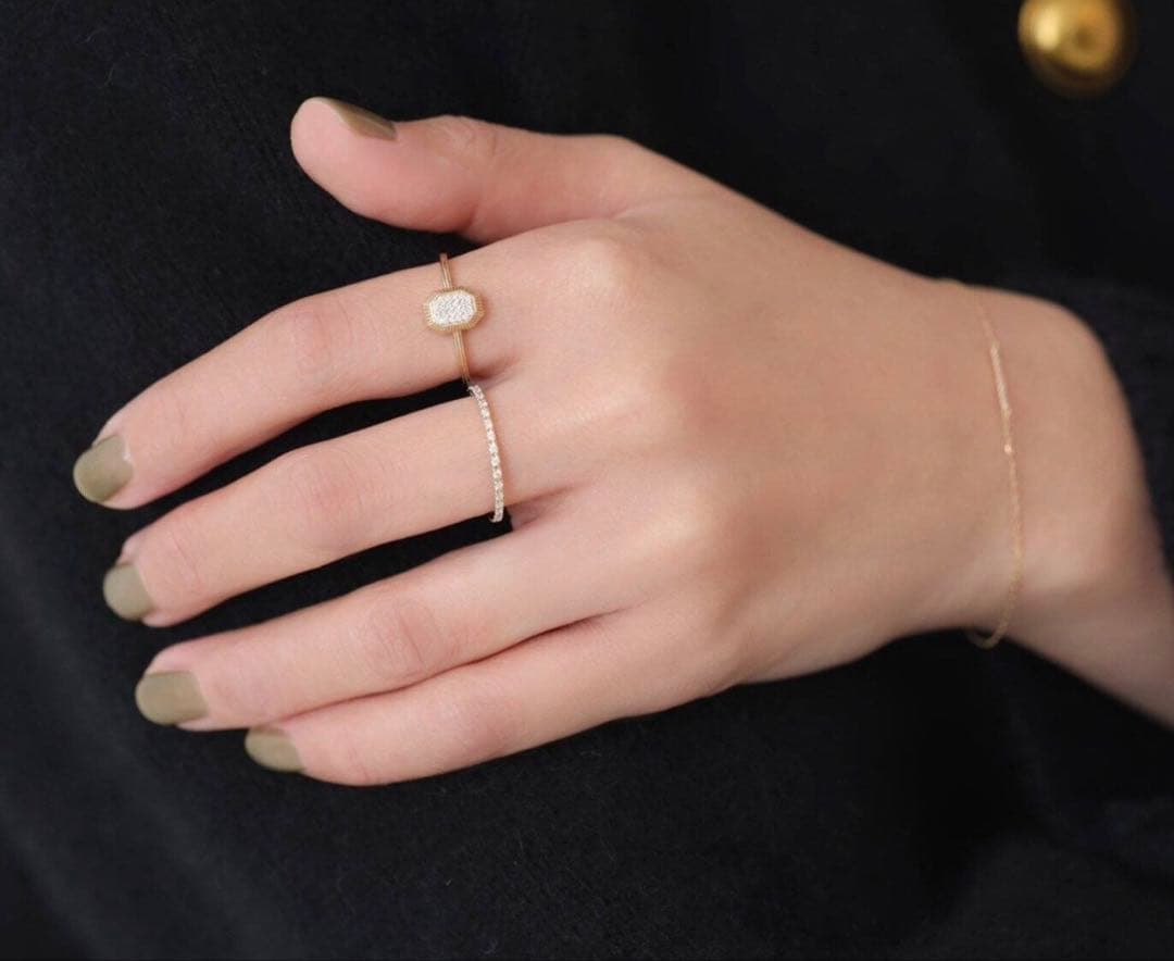 (美品)Lilas 10k ダイヤフルエタニティリング　15号