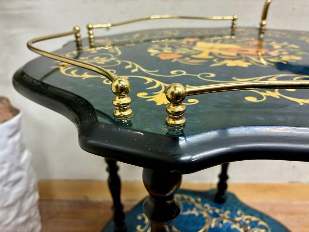 管459☆イタリア製☆ドマン社☆象嵌細工☆アンティーク☆キッチンワゴン