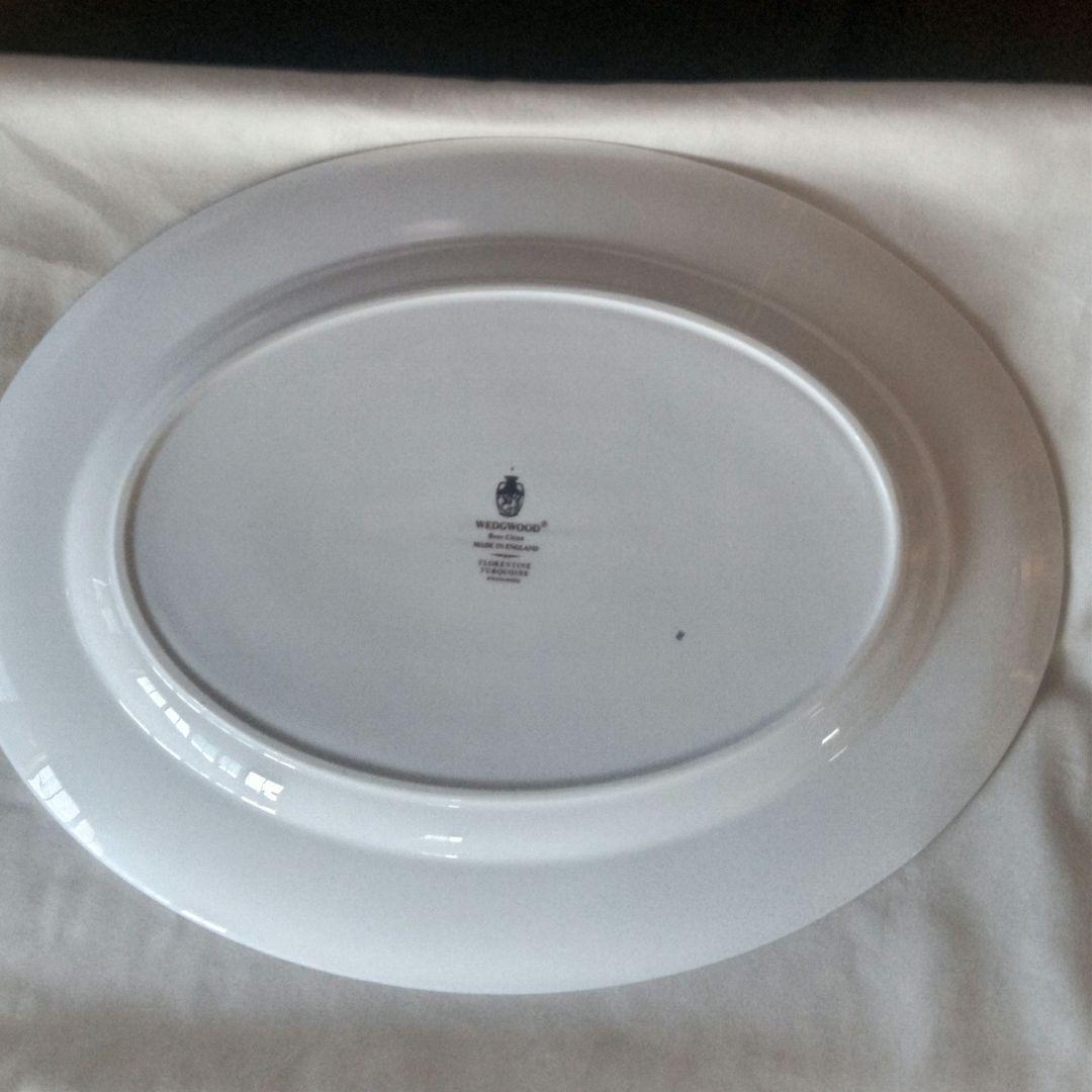 ウェッジウッド・フロレンティーンターコイズ・オーバルプレート大&27㎝壺マーク