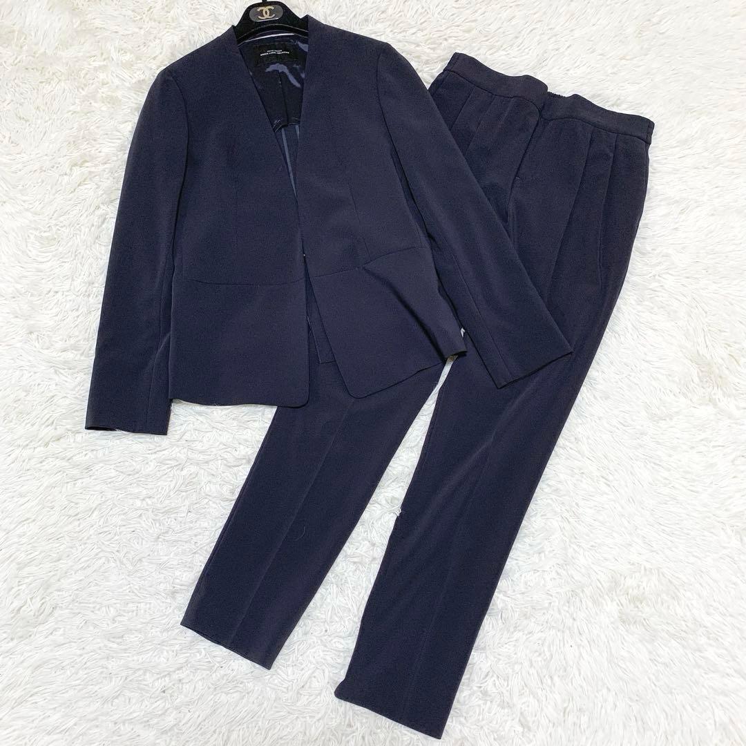 【希少Lサイズ　洗濯可能】グリーンレーベルリラクシング　パンツスーツセットアップ