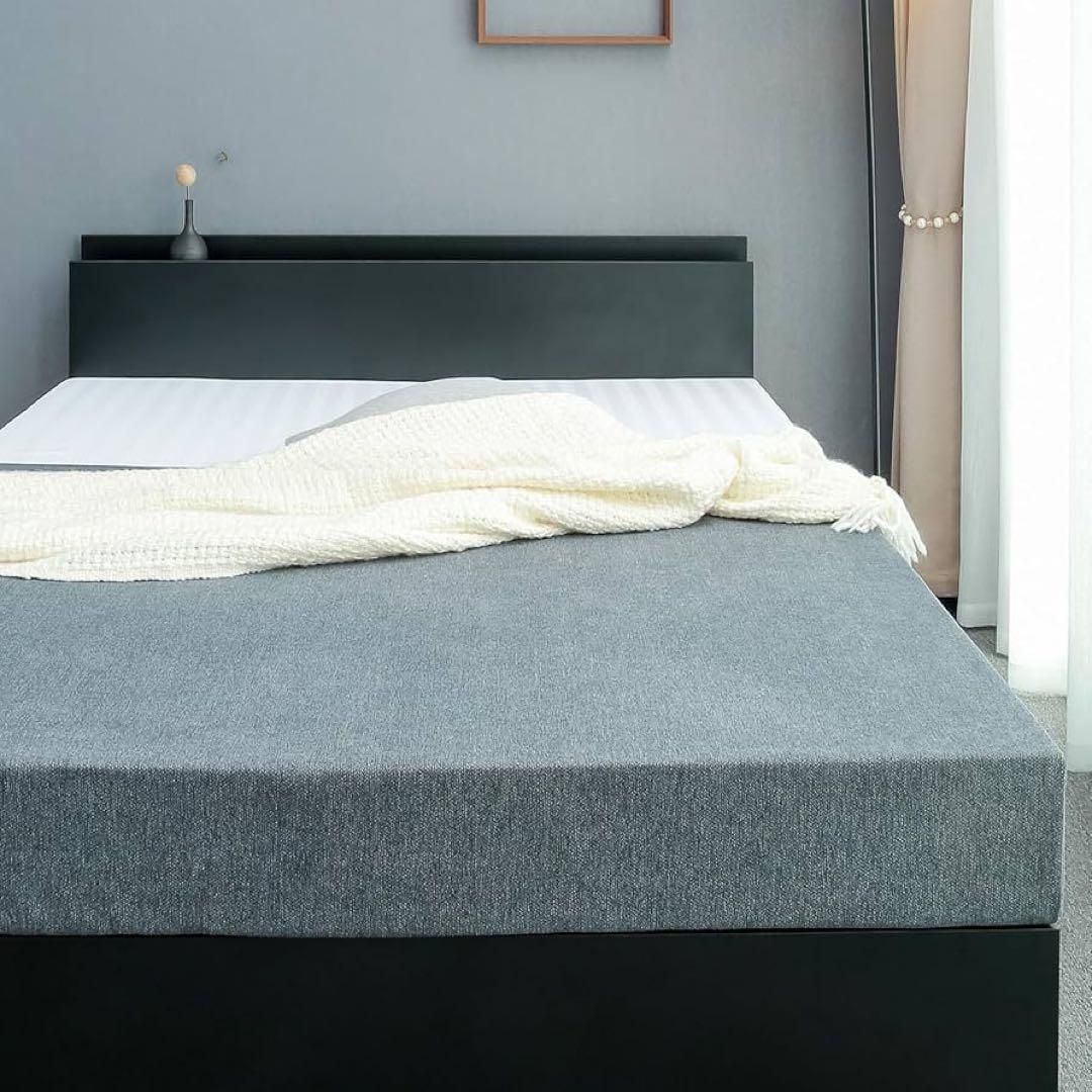 シングル 照明付き ベッドフレーム 収納空間 収納ベッド ナチュラル ブラック