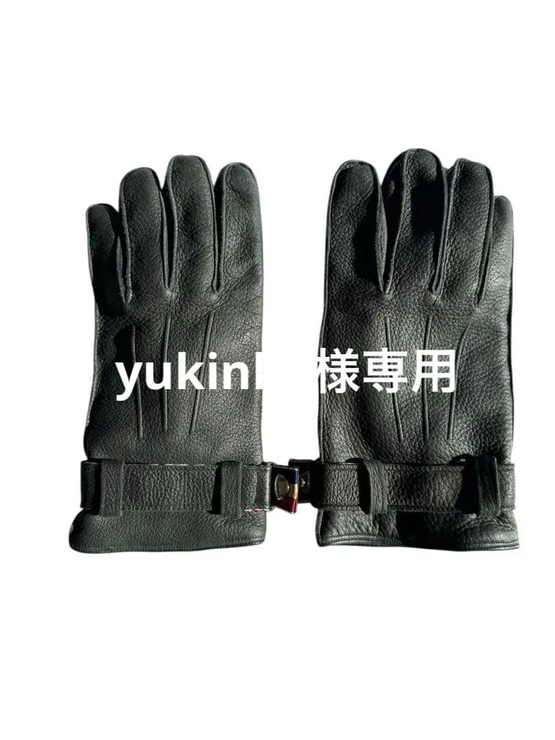 THOM BROWNEトムブラウン レザー 手袋 黒 ストラップ付き